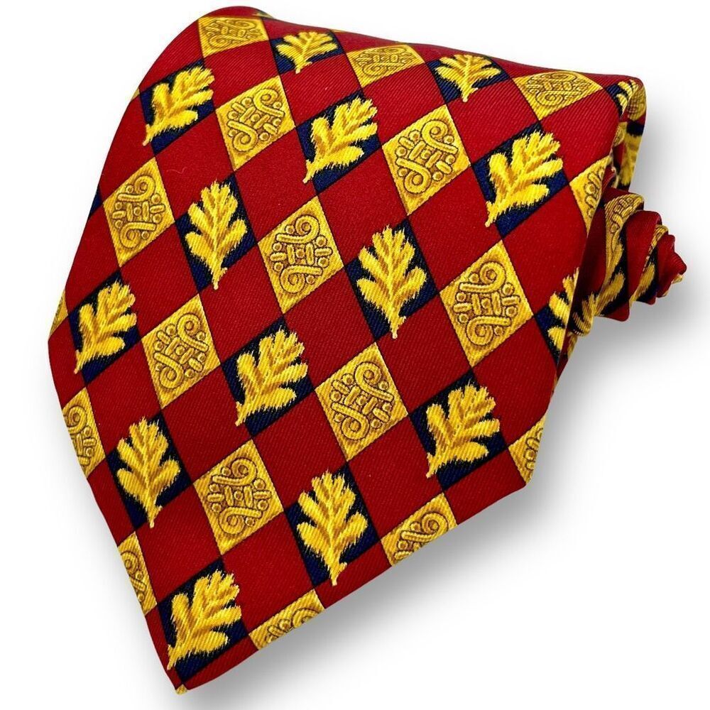 CHRISTIAN DIOR Men’s Vintage French Designer Geometric Check 100% Silk Tie